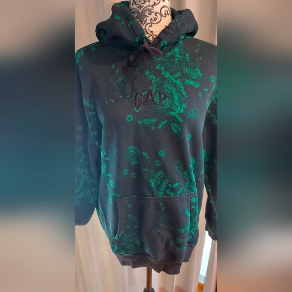 UNISEX Gap Hoodie with Green Floral Print - Picture 1 of 4